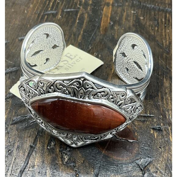 Barse Flourish Cuff Bracelet-Red Tigers Eye- Silver- NWT main image 8